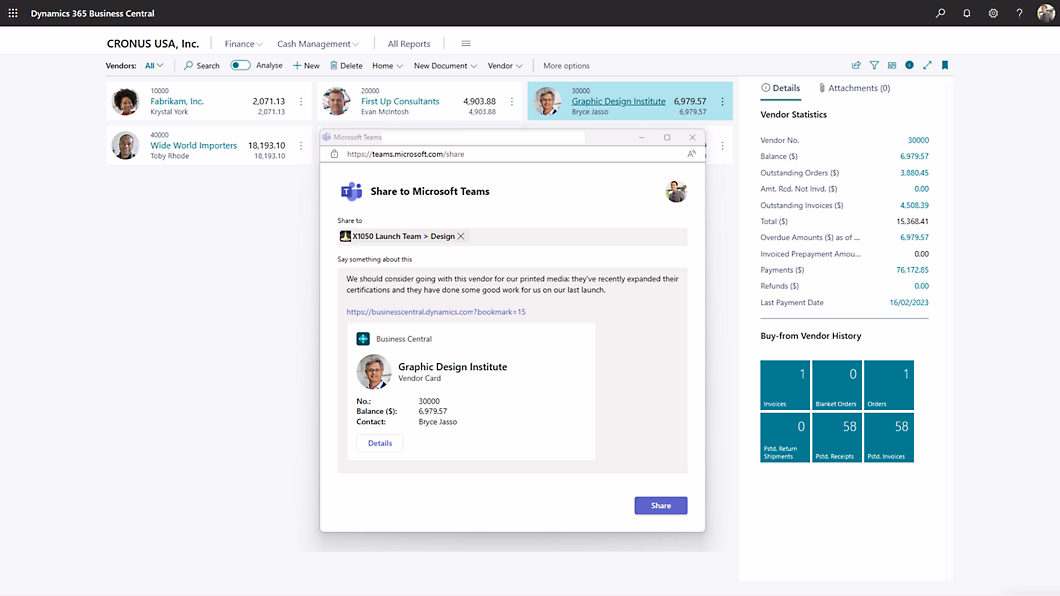 Captura de Business Central para Compras